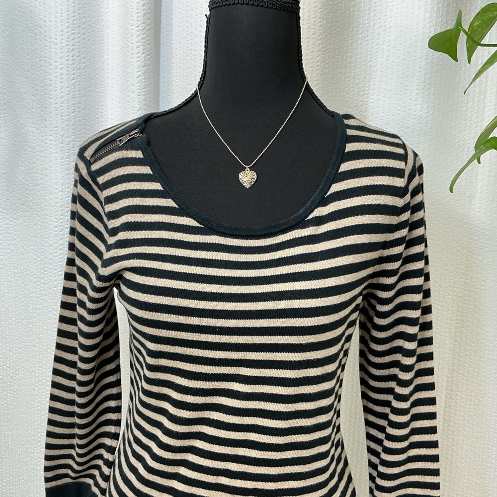 Banana Republic Black and Tan Striped Top